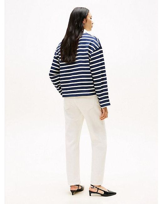 Tommy Hilfiger Blue Relaxed Fit Rugby-Sweatshirt Mit Knöpfen