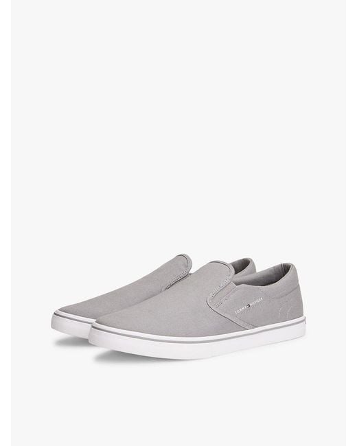 Tommy Hilfiger White Canvas Slip-On Trainers for men