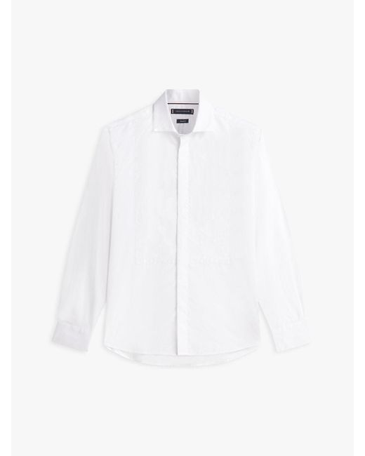 Tommy Hilfiger White Smart Casual Regular Fit Tuxedo Shirt for men