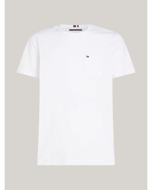 Tommy Hilfiger White Crew Neck Patch Pocket T-shirt for men