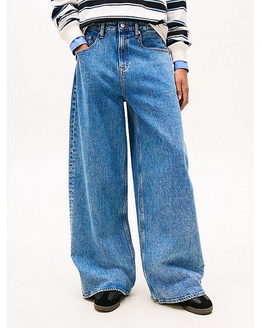 Tommy Hilfiger Medium Rise Loose Jeans Met Fading in het Blue