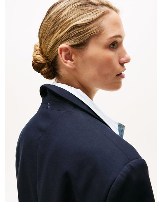 Tommy Hilfiger Blue Relaxed Single Breasted Longline Blazer