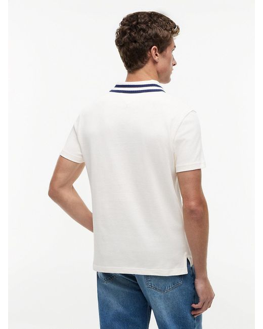 Tommy Hilfiger White Regular Fit Tipped Collar Jersey Polo Shirt for men