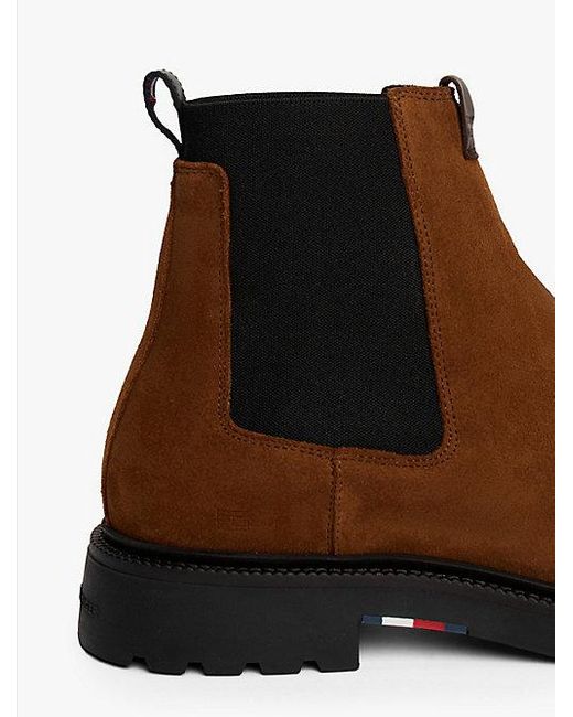 Tommy Hilfiger Lichtgewicht Suède Chelsea Boots in het Brown voor heren