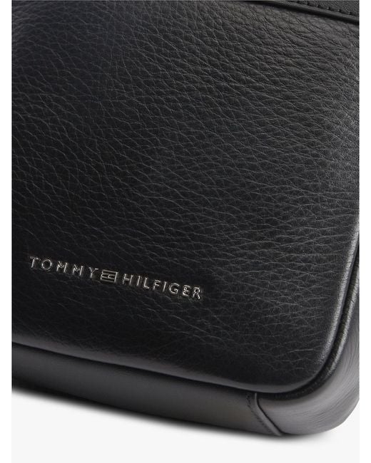 Tommy Hilfiger Black Th Business Leather Crossbody Reporter Bag for men