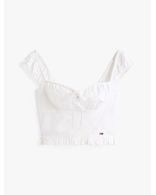 Tommy Hilfiger White Ärmellose Cropped Extra Slim Fit Bluse