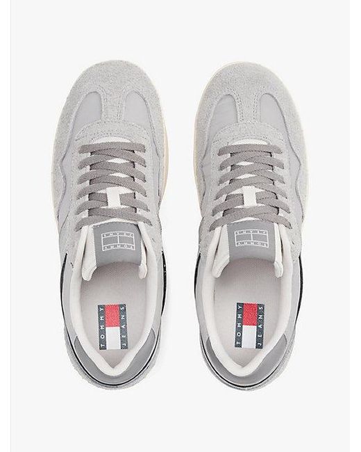 Tommy Hilfiger The Greenwich Leren Sneaker Met Textuurmix in het White voor heren