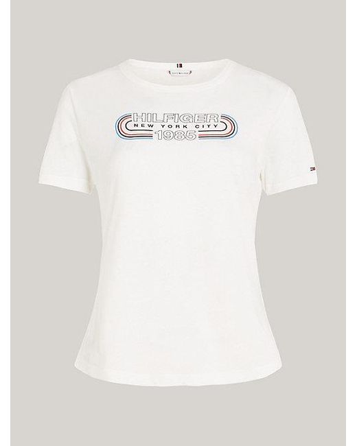 Tommy Hilfiger Archive Slim Fit T-shirt Met Tracklogo in het White