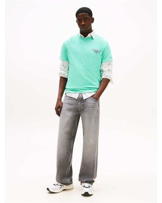 T-Shirt Signature Con Logo Sul Retro di Tommy Hilfiger in Green da Uomo