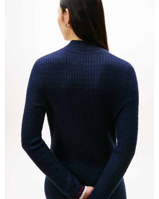 Vestito Pullover Midi Con Cashmere di Tommy Hilfiger in Blue