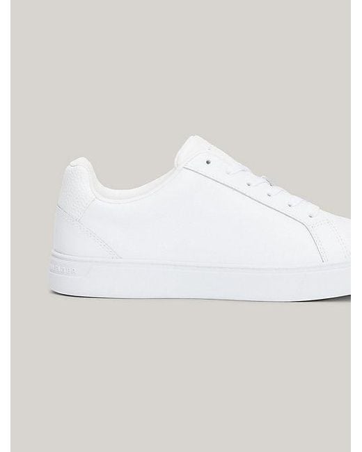 Tommy Hilfiger White Essential Court-Sneaker aus Leder mit Tape