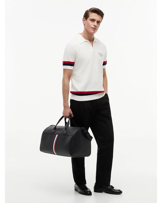 Tommy Hilfiger Black Metallic Logo Signature Tape Duffel Bag for men