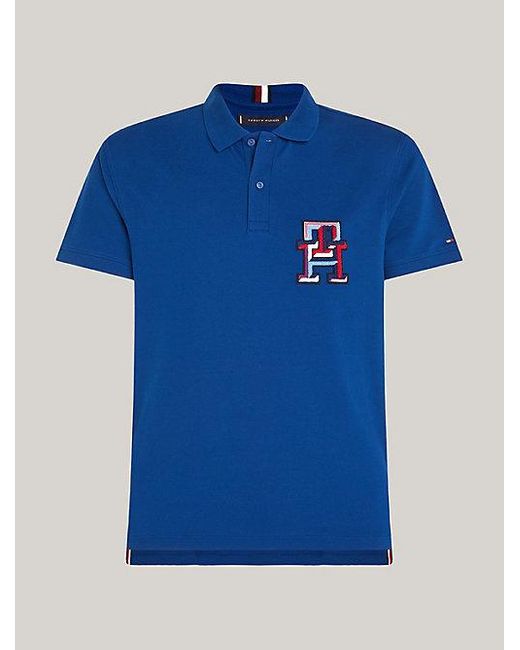 Tommy Hilfiger Regular Fit Polo Met Th-monogram-appliqué in het Blue voor heren