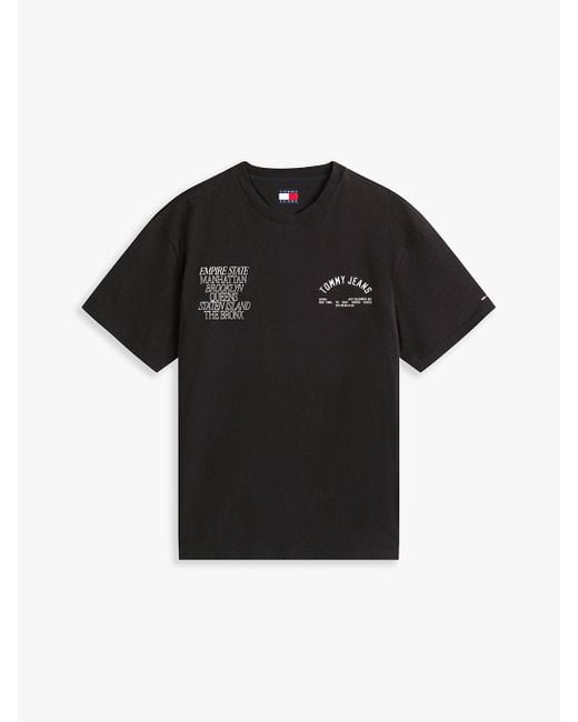 Tommy Hilfiger Black Short Sleeve Cotton Graphic T-shirts With Printed Letters Design for men