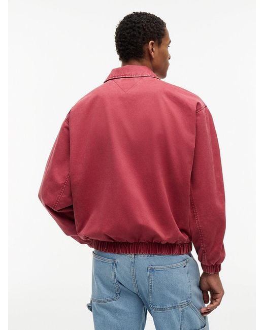 Tommy Hilfiger Red Washed Relaxed Harrington Jacket for men