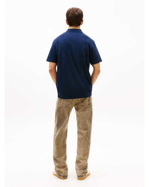 Tommy Hilfiger Blue Tommy Badge Regular Fit Waffle Knit Polo Shirt for men