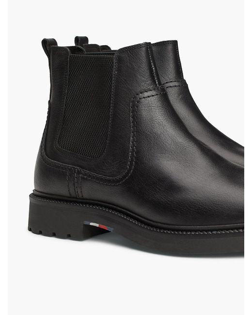 Tommy Hilfiger Black Lightweight Leather Chelsea Boots for men