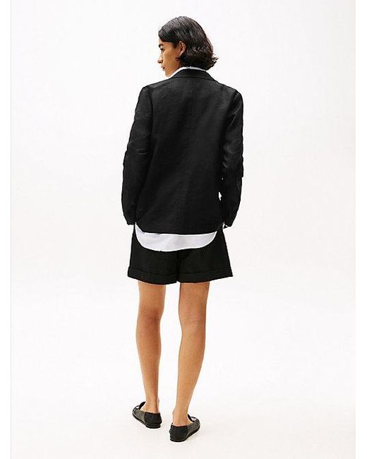 Americana En Mezcla De Lino De Corte Regular Tommy Hilfiger de color Black