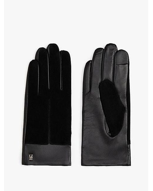 Tommy Hilfiger Chic Leren Handschoenen Met Suède Achterkant in het Black