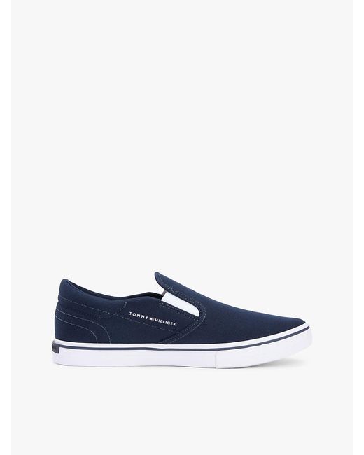 Tommy Hilfiger Blue Canvas Slip-On Trainers for men