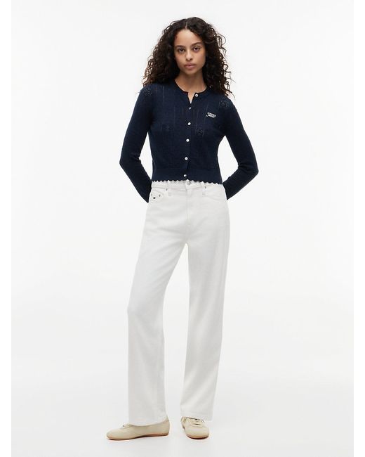 Tommy Hilfiger Blue Slim Pointelle Flag Cardigan