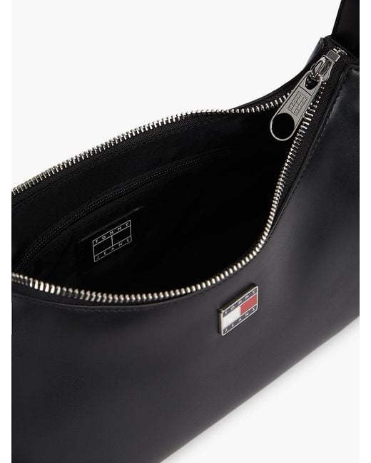 Tommy Hilfiger Black Logo Charm Shoulder Bag