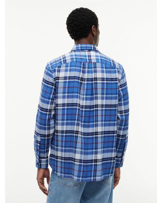Tommy Hilfiger Blue Relaxed Fit Brushed Check Shirt for men