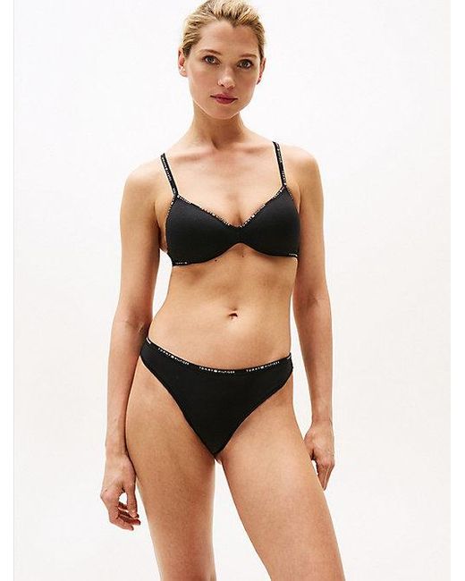 Sujetador Push-Up Sin Aros Con Inscripción Tommy Hilfiger de color Black