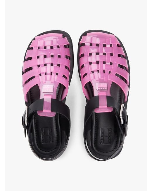 Tommy Hilfiger Pink Jelly Chunky Cleat Fisherman Sandals
