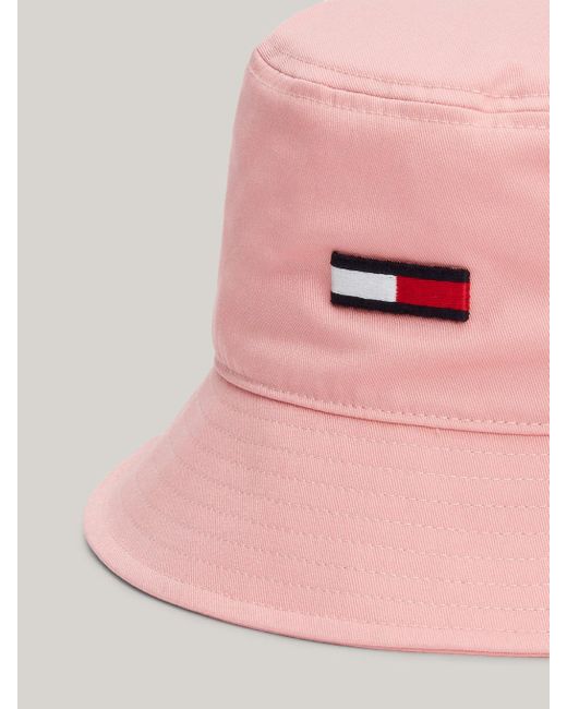 Tommy Hilfiger Pink Elongated Flag Bucket Hat