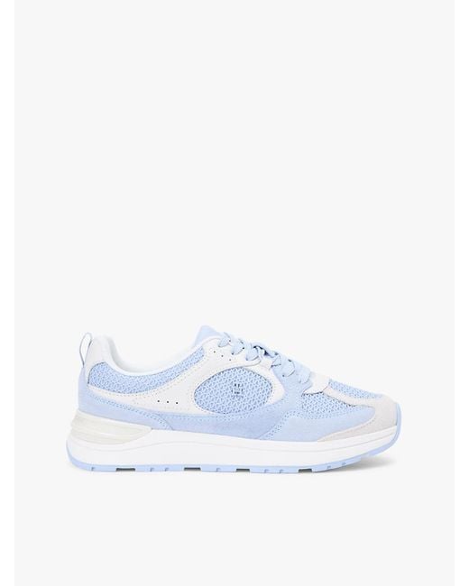 Tommy Hilfiger Blue Tonal Th Monogram Mixed Texture Trainers