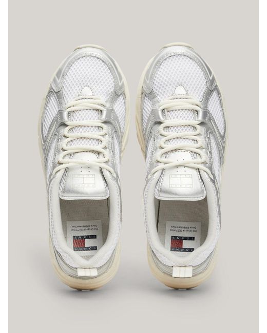 Tommy Hilfiger Gray Archive Retro Metallic Running Trainers