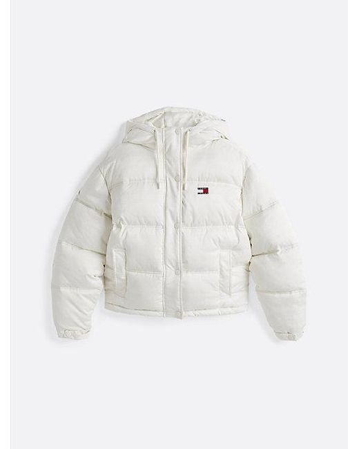 Tommy Hilfiger Blue Puffer-Jacke Mit Kapuze Und Logo-Print