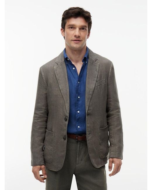 Tommy Hilfiger Gray New York Label Regular Fit Pure Linen Blazer for men
