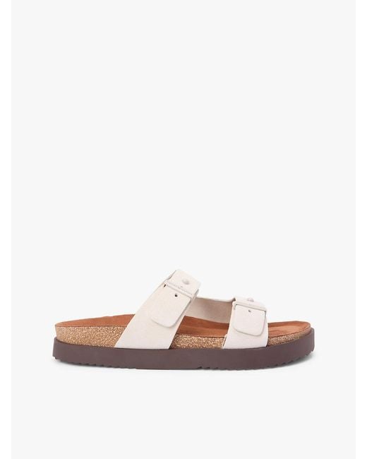 Tommy Hilfiger Pink Suede Buckle Cork Footbed Serrated Sandals for men