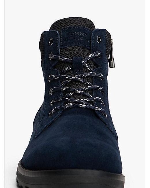 Tommy Hilfiger Suède Veterlaars Met Profielzool in het Blue voor heren