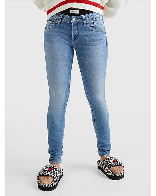 Tommy Hilfiger Low Rise Skinny Faded Jeans in het Blauw | Lyst BE