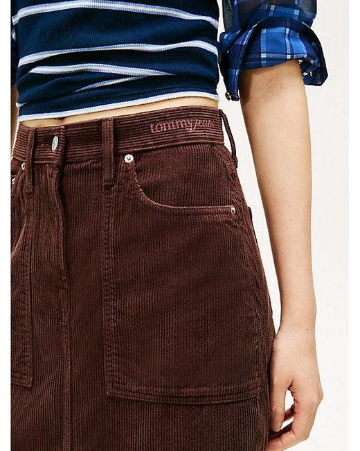 Tommy Hilfiger Claire Corduroy Midi-Utilityrok Met Logo in het Blue