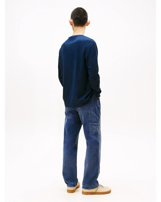 Tommy Hilfiger Blue Linear Logo Slim Long Sleeve T-shirt for men