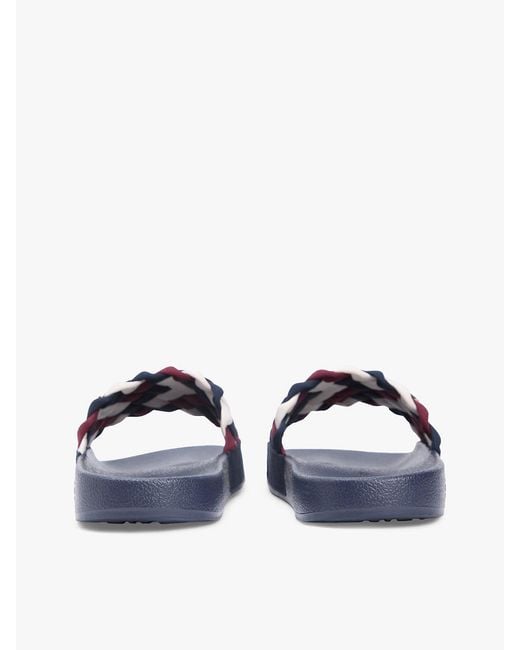 Tommy Hilfiger Blue Braided Pool Slides