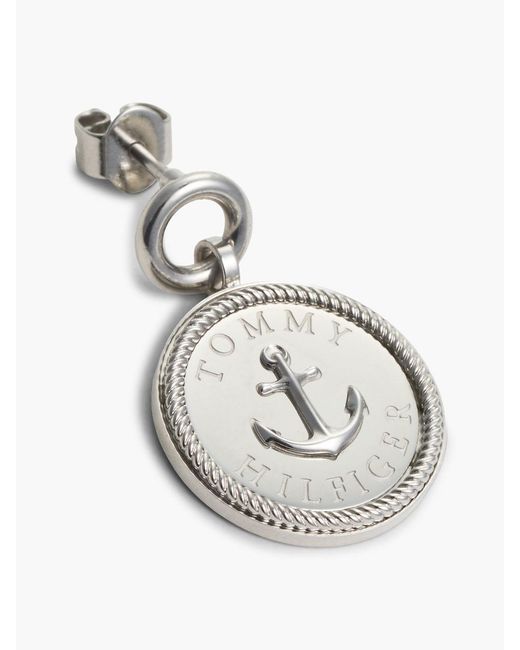 Tommy Hilfiger White Stainless Steel Nautical Charm Earrings