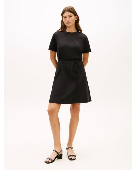 Tommy Hilfiger Black Interlock Knit Mini T-Shirt Dress