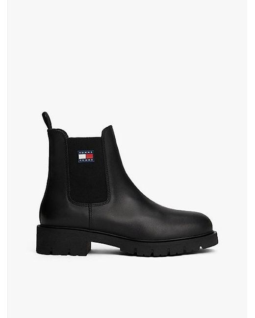 Tommy Hilfiger Leren Chelsea Boot Met Profielzool in het Black