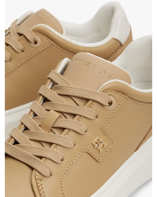 Tommy Hilfiger White Metallic Th Monogram Leather Platform Trainers