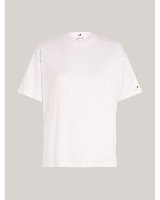 Tommy Hilfiger White Relaxed Fit T-Shirt mit Rundhalsausschnitt