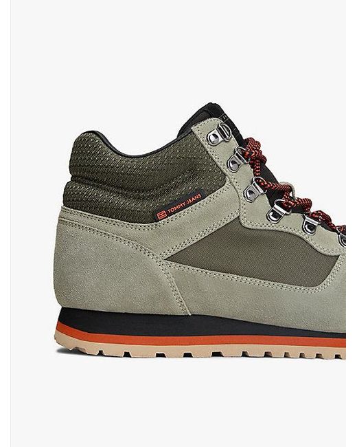 Tommy Hilfiger Suède Veterlaars Met Profielzool in het Green voor heren