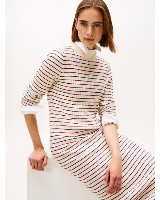 Vestito Pullover Midi Con Cashmere di Tommy Hilfiger in Natural