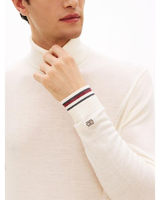 Tommy Hilfiger White Wool Blend Roll Neck Jumper for men