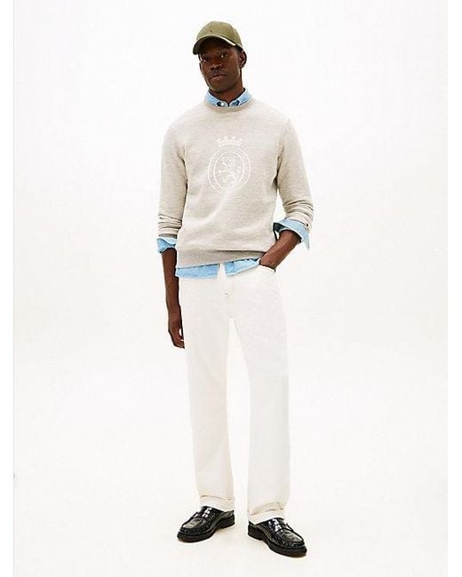Tommy Hilfiger Varsity Fleece Sweatshirt Met Th-Embleem in het White voor heren