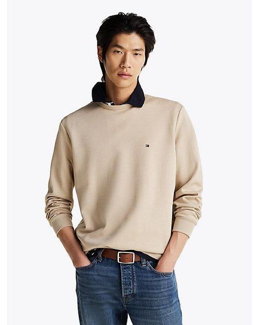 Tommy Hilfiger Technisch Gebreid Sweatshirt Met Ronde Hals in het Natural voor heren